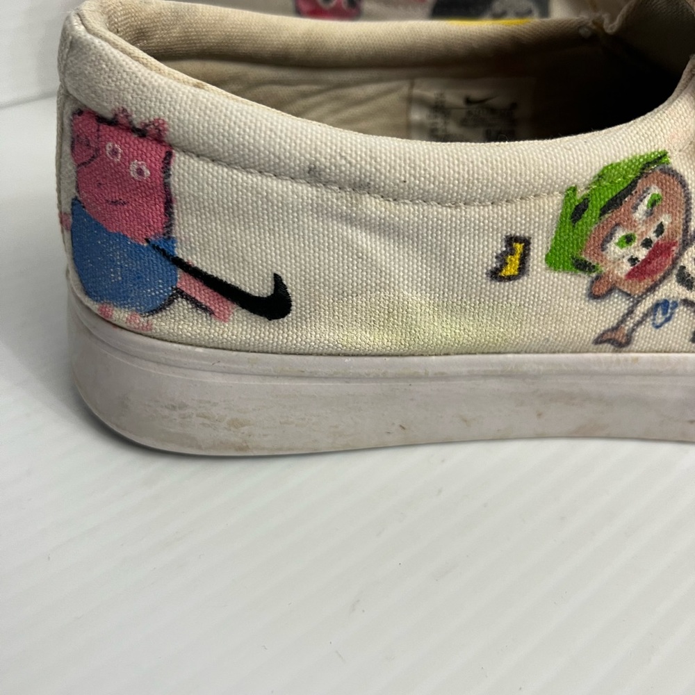 NIKE customized COURT LEGACY all white canvas slip ons size 11 - Picture 9 of 10